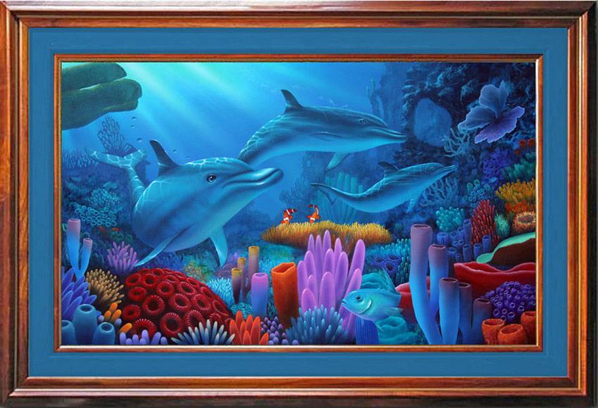 Dolphin Painting_Secrets of the Sea Framed