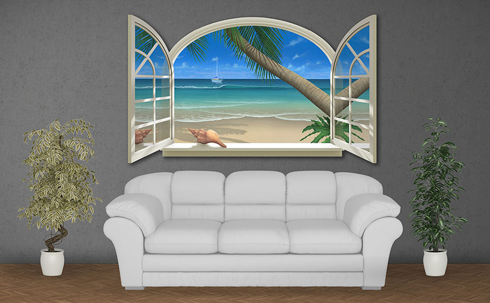Ocean View Beach Painting on Wall
