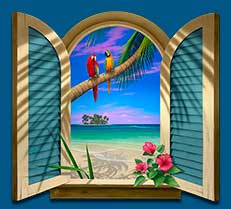 Two Parrots Beach Painting