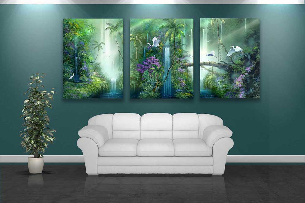 Tropical Waterfall Painting